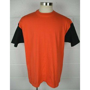 Vintage Quitman Shortsleeve Tee Tshirt Orange Black Sleeve Single Stitch USA‎ XL